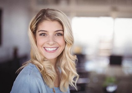 Woman smiling at home